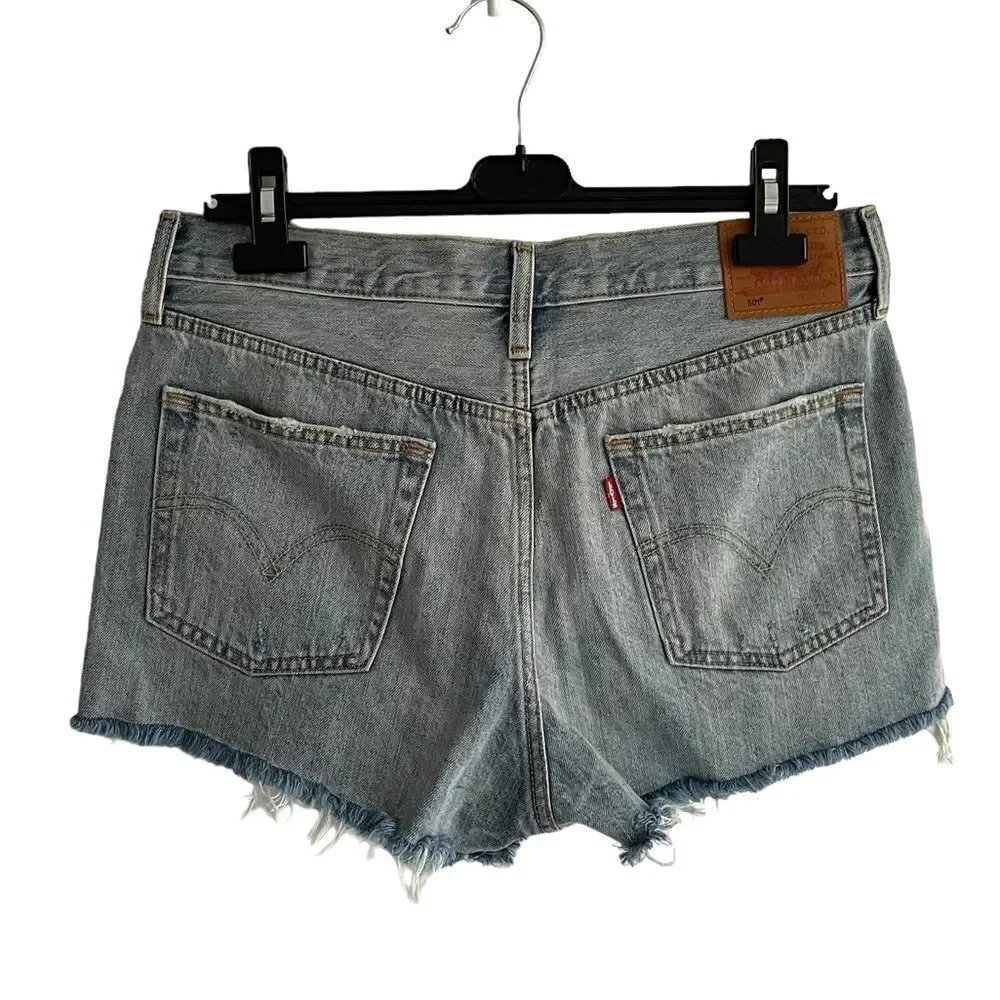LEVI’S Cut Off Denim Shorts Blue 28 - Picture 2 of 4